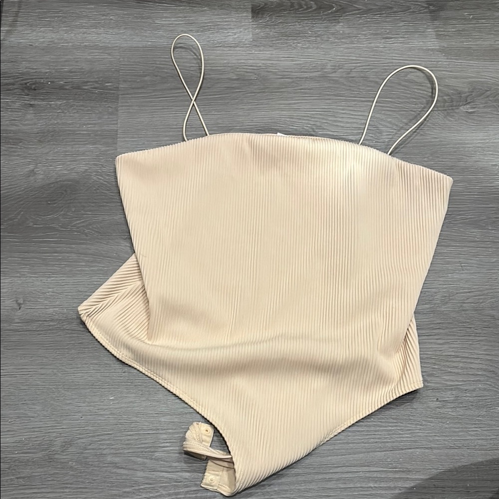 H&M Cream Ribbed Bodysuit